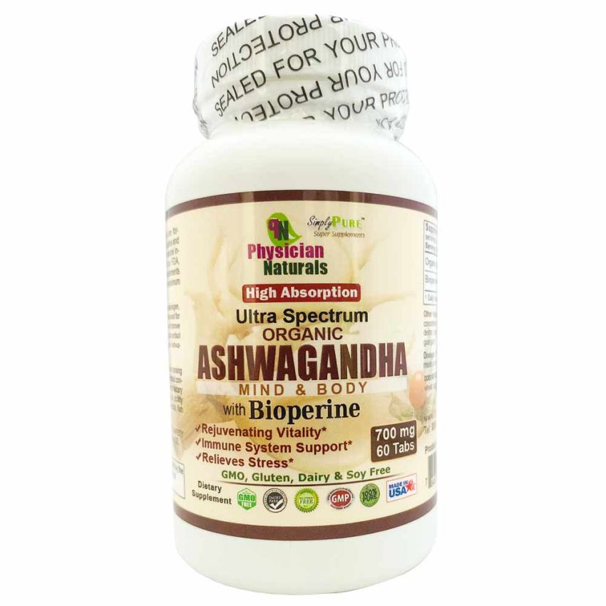 Organic Ashwagandha with Bioperine 700 mg High Absorption Ultra Spectrum  Mind & Body
