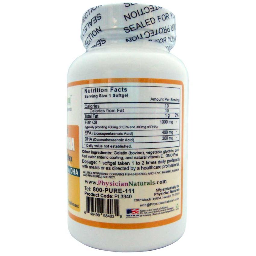 Mega EPA DHA Omega 3 Complex Enteric Coated 1000 mg  Softgel 3X Absorption