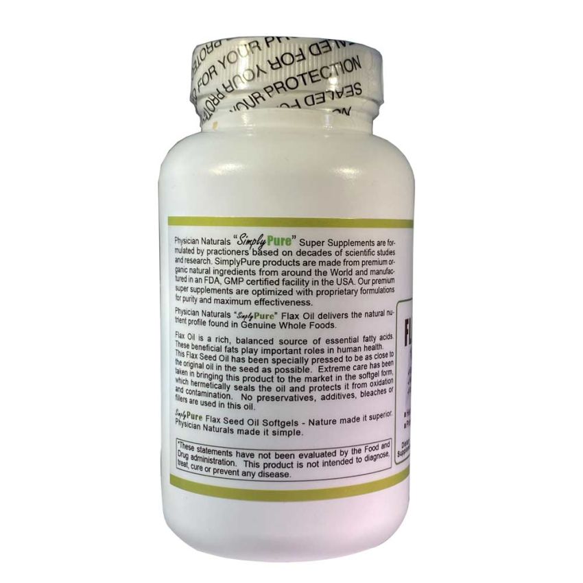 Organic Flax Oil 1000mg-100 Soft Gels Rich Source of Omega 3-6-9 Fatty Acid Alpha-linolenic Acid Cold Pressed and Unrefined for Heart Health