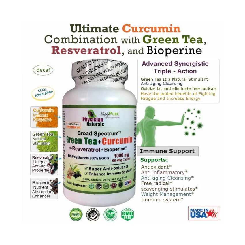 Combo Green Tea Cur+Milk Thistle+Vitamin D3/K2 - 3 Pack
