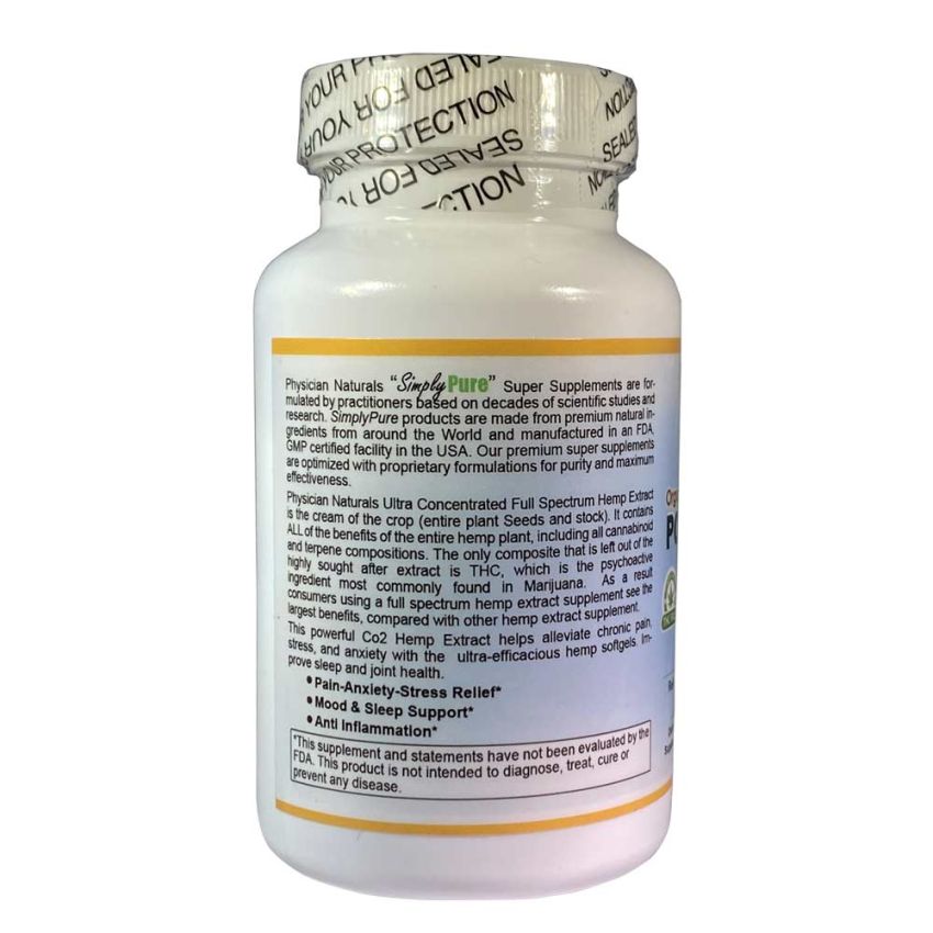 Organic Full Spectrum PCR HEMP Extract 25mg Oil Ultra Conc Mini Softgels