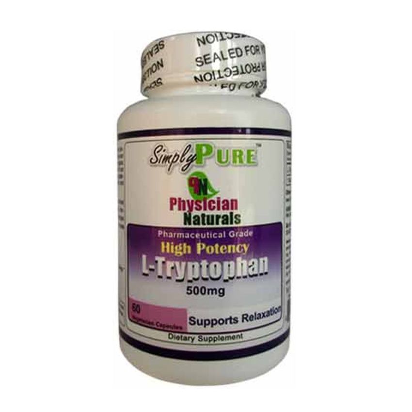 Pharmaceutical-grade High Potency L-Tryptophan 500mg  60 Veg Caps