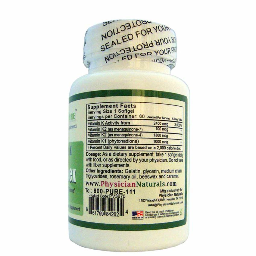 Highest Potency Vitamin K with Advanced K2 Complex 2400mcg Softgels with Vitamin K1 and K2