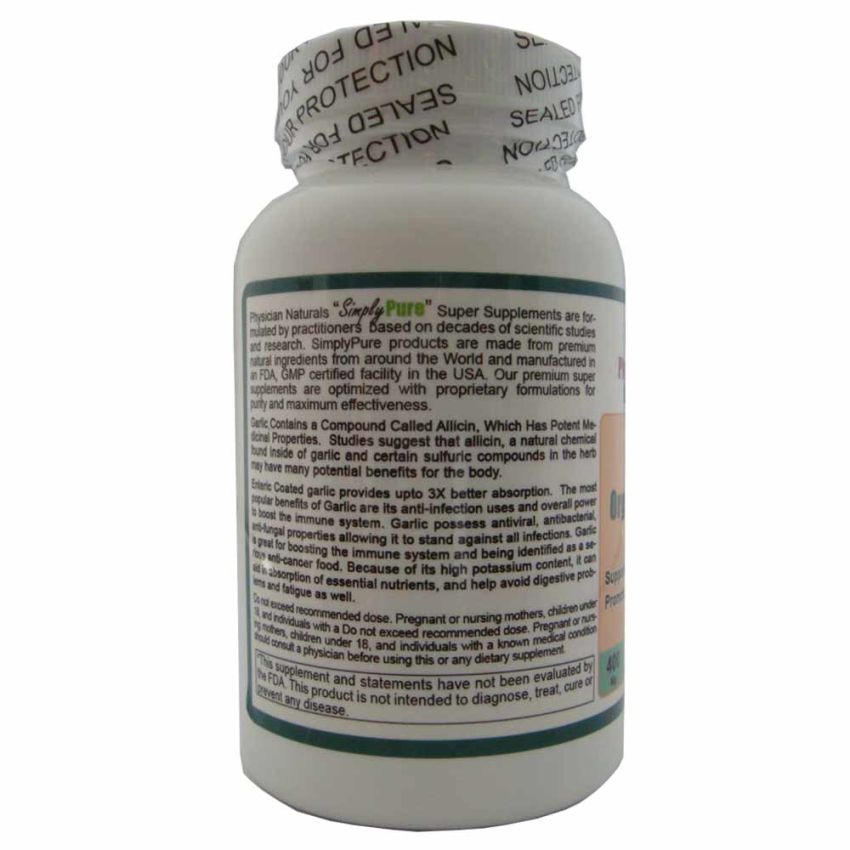 Organic GARLIC 400 Enteric Coated Ultra Absorption All-Natural Garlic Vitabiotics Contains 7200ug Standardized Allicin