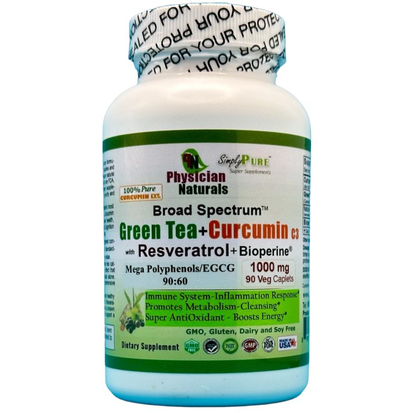 Green Tea and Curcumin C3 w Resveratrol Bioperine 1000mg Advanced Synergy supports Immune Gut and Digestive Health and  healthy aging