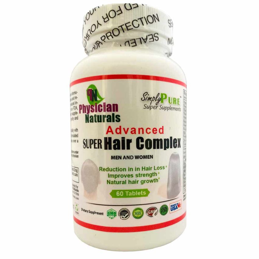 Advanced Super HAIR Complex 60 Tabs Contains Essential Vitamins Minerals & Herbs Promote Healthy Hair