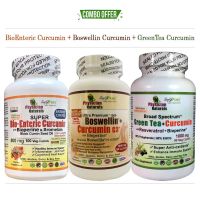 Gold Ultra 3 Pack Curucmin Super BioEnteric 800 Enteric Coated + Boswellin Curcumin 1000 + Green Tea Curcumin 1000